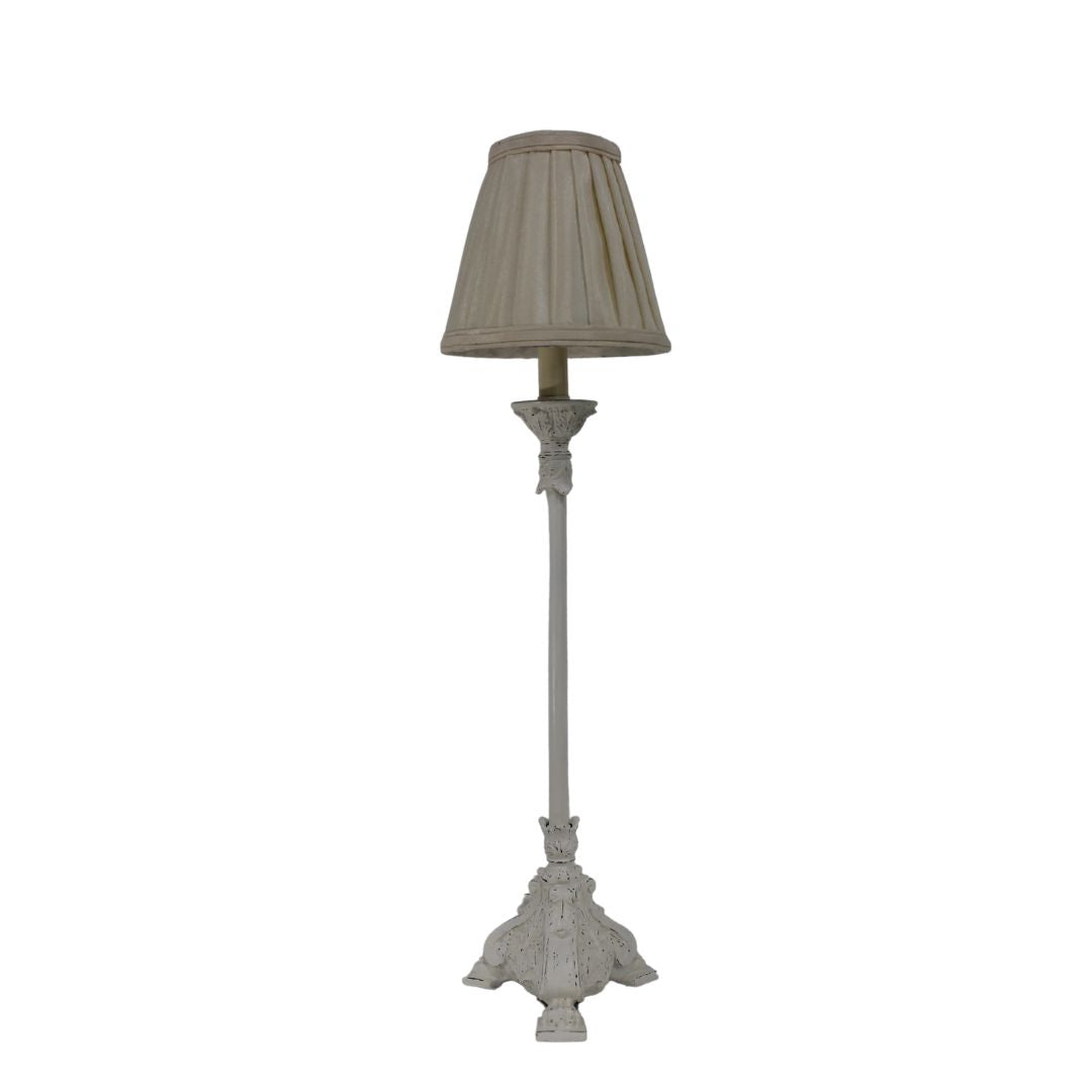 Candlestick lamp with pleated shade