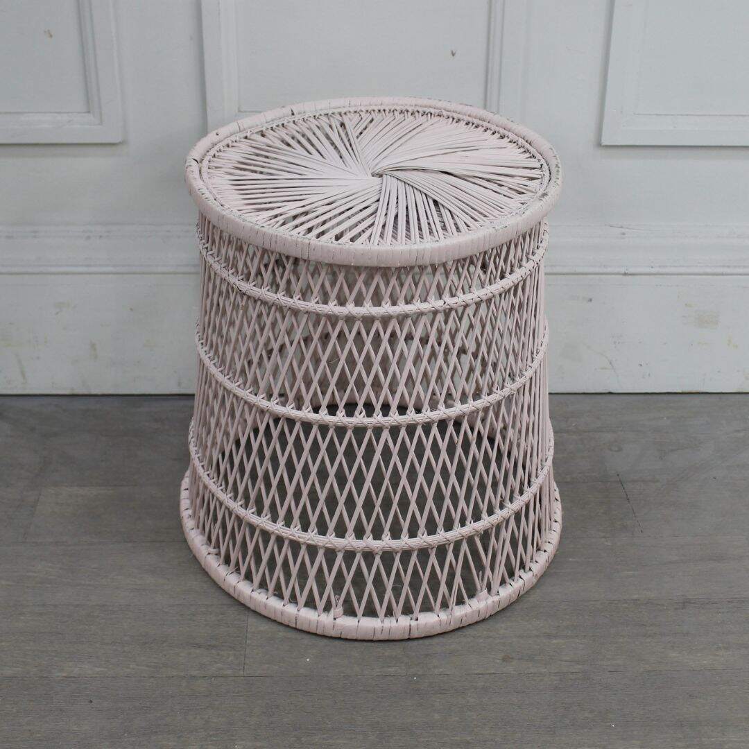Pink wicker stool/plant stand