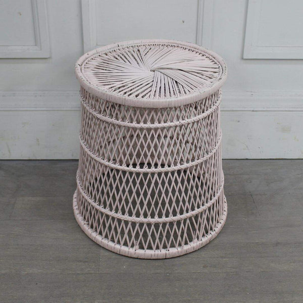 Pink wicker stool/plant stand