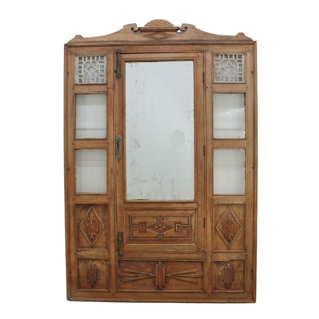 Antique door with frame and window panes