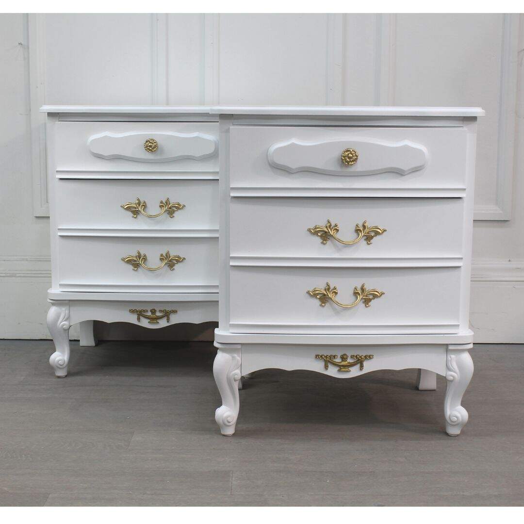 Pair of white French provincial night tables