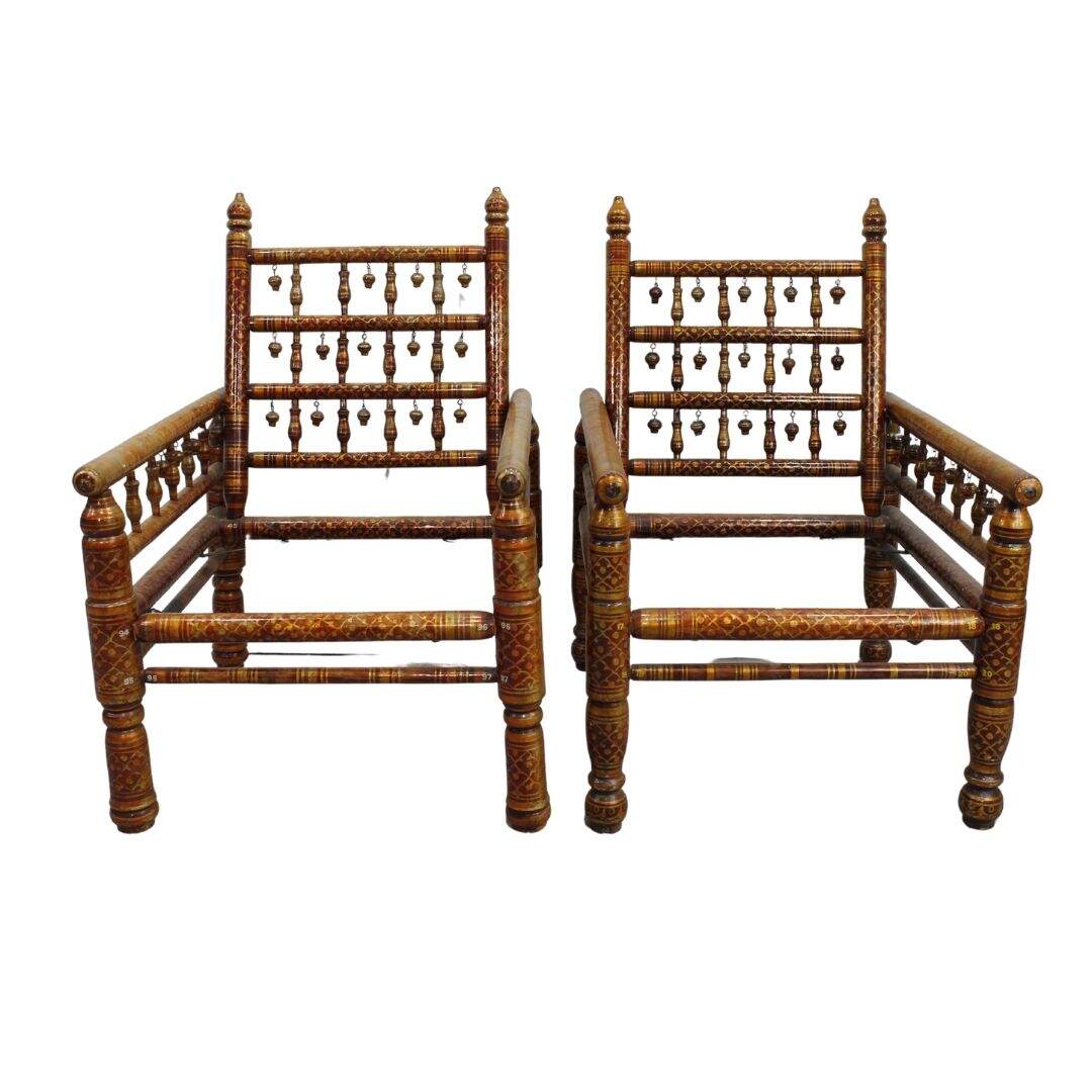 Pair of Indian armchairs, unfinished