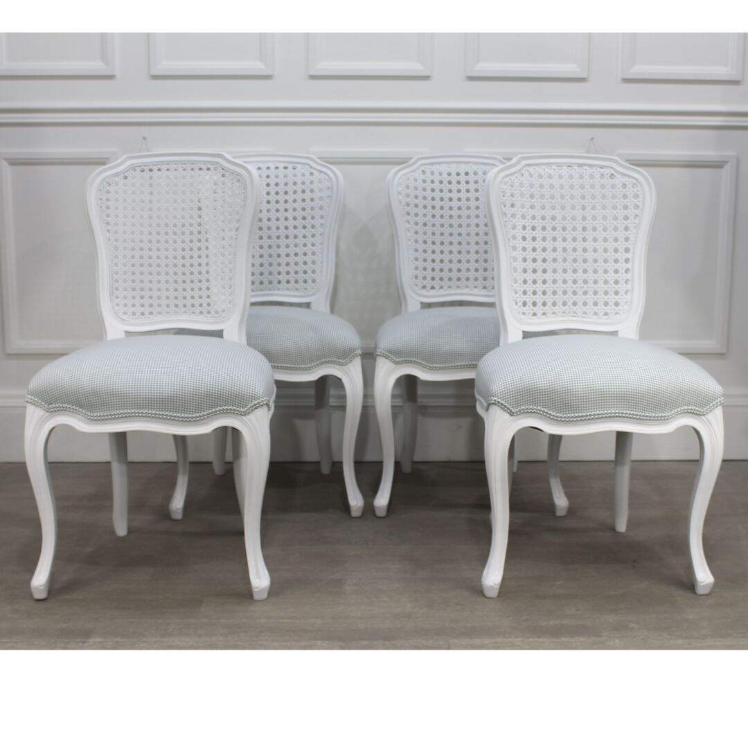 Set of 4 French style caned back dining chairs
