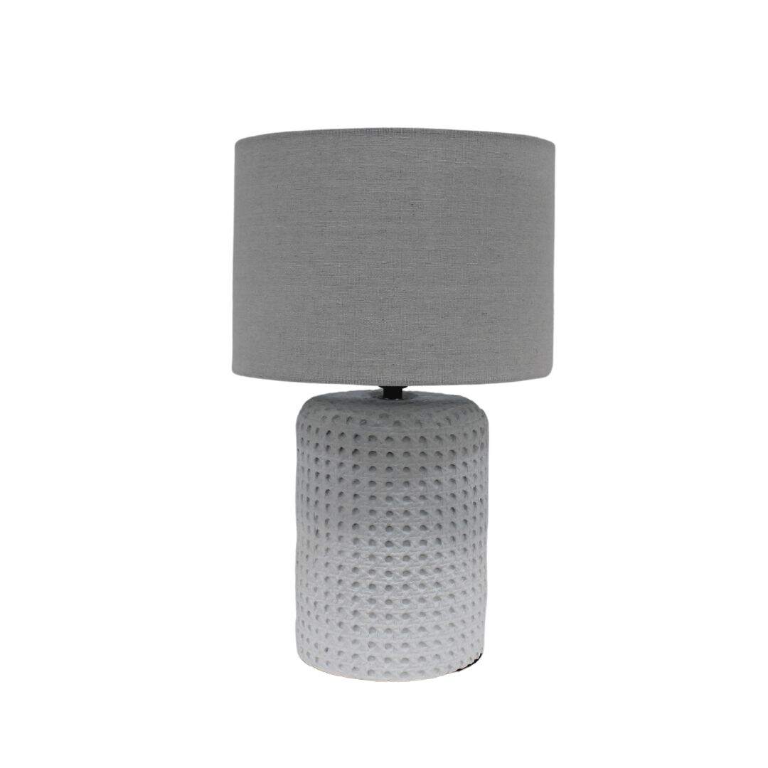 White caned look resin table lamp