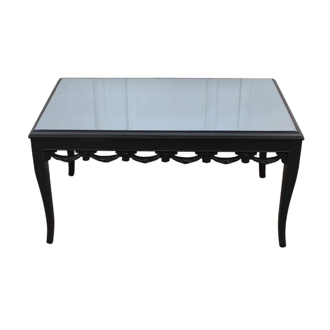 Black coffee table with mirrored top