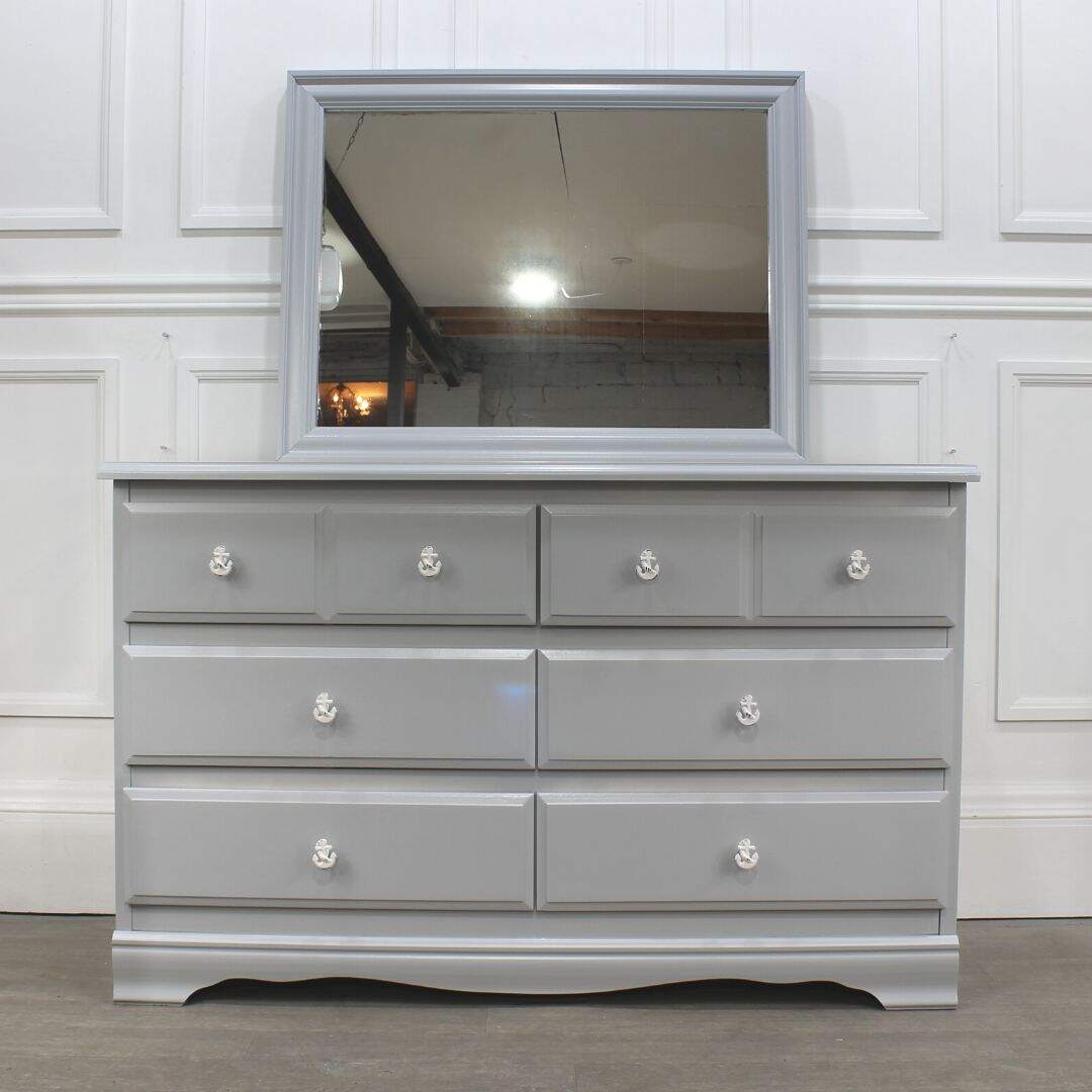 Grey dresser with mirror