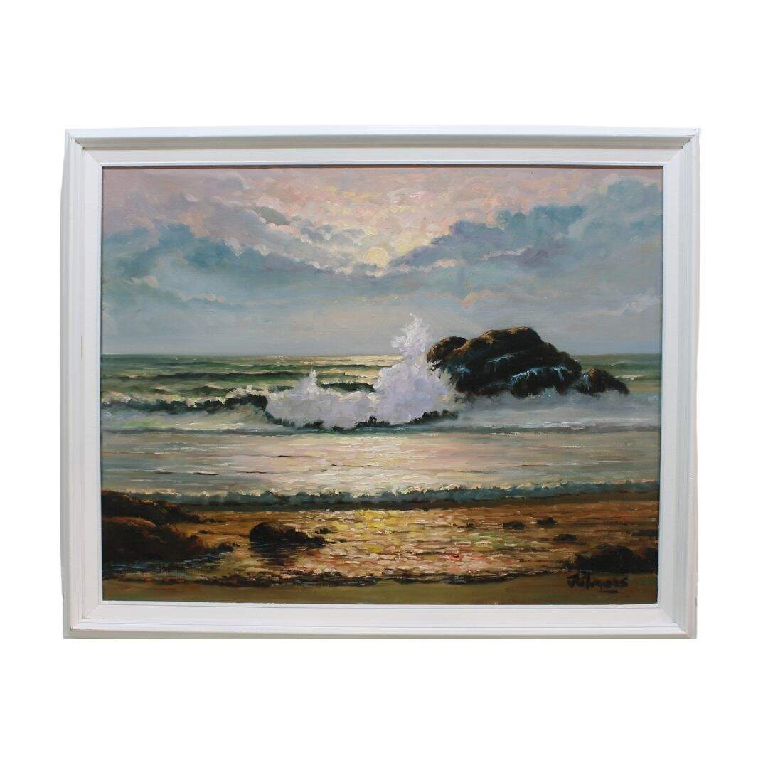 Large vintage seascape painting