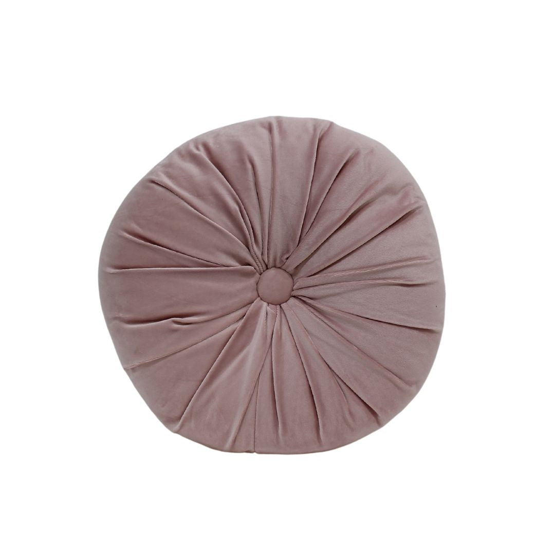 Round pink velvet throw pillow